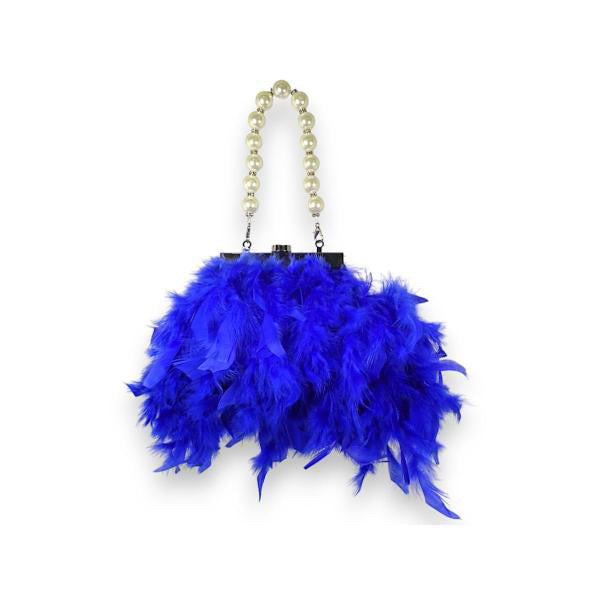 Borsa Cerimonia Michelle Moon con piume e perle.