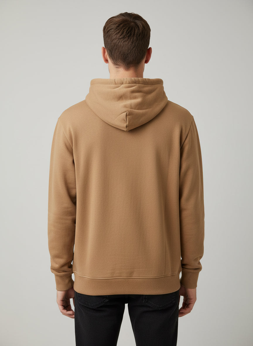 Felpa camel con cappuccio over size