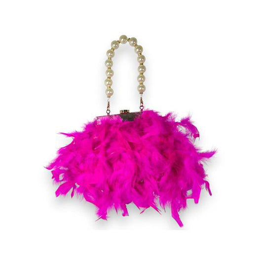 Borsa Cerimonia Michelle Moon con piume e perle.