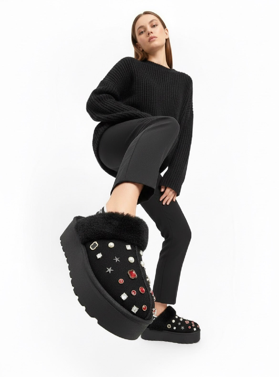 LAURA BIAGIOTTI SABOT DONNA NERI INVERNALE