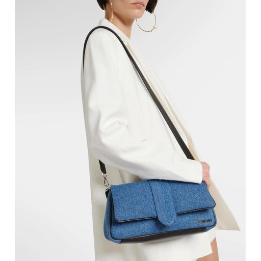 JACQUEMUS DENIM AND LEATHER BAG