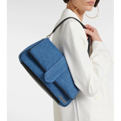 JACQUEMUS DENIM AND LEATHER BAG